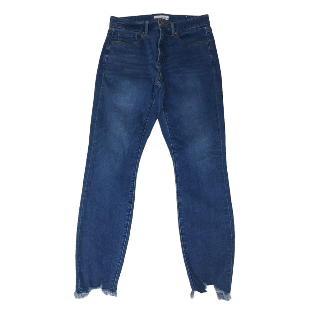 Loft Curvy 28x27 Skinny Blue Distressed Hem Stretch Ankle Jeans - Women’s 6